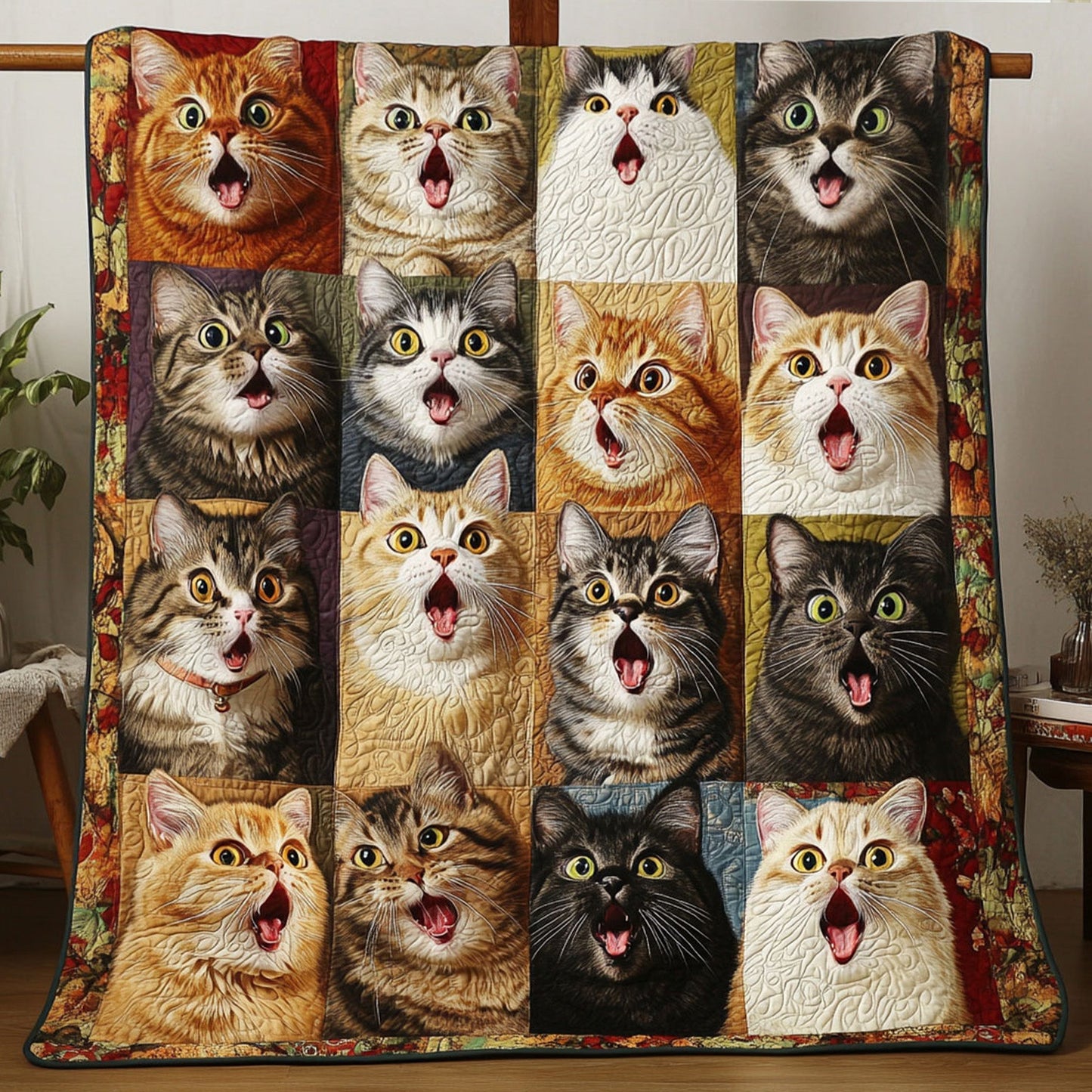 Cozy Catscape Quilted Blanket - Throw (55" x 60")