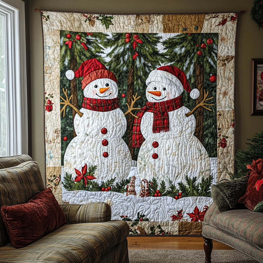 Cozy Christmas Quilted Blanket - Throw (55" x 60")