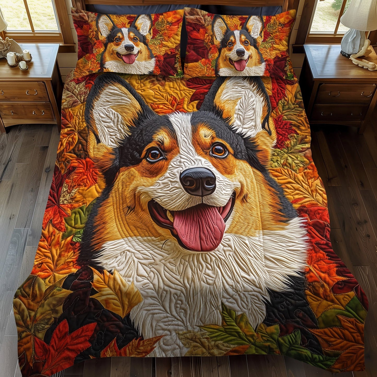 Cozy Corgi 3-Piece Quilted Bedding Set - Single (59" x 70")