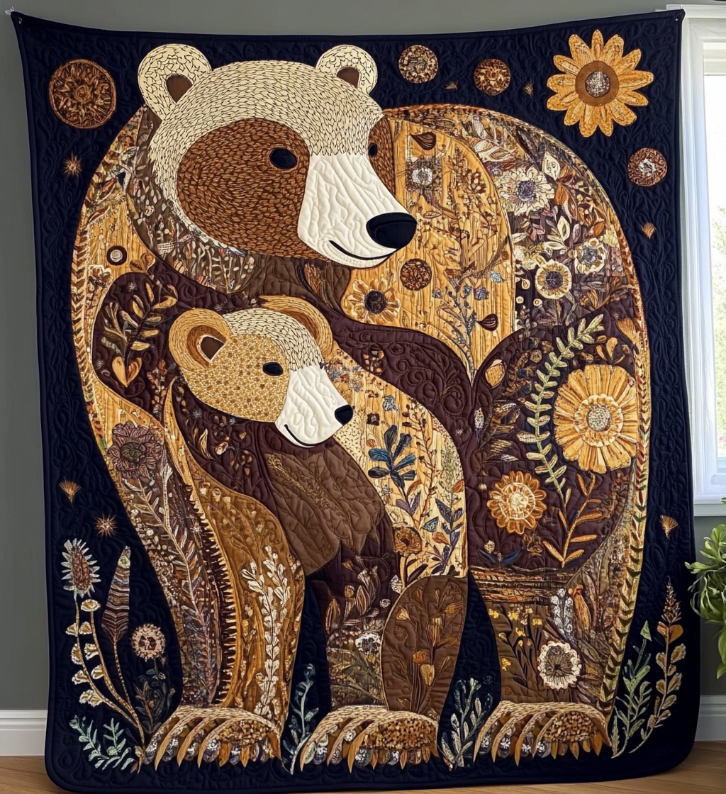 Cozy Cub Retreat Quilted Blanket - Throw (55" x 60")