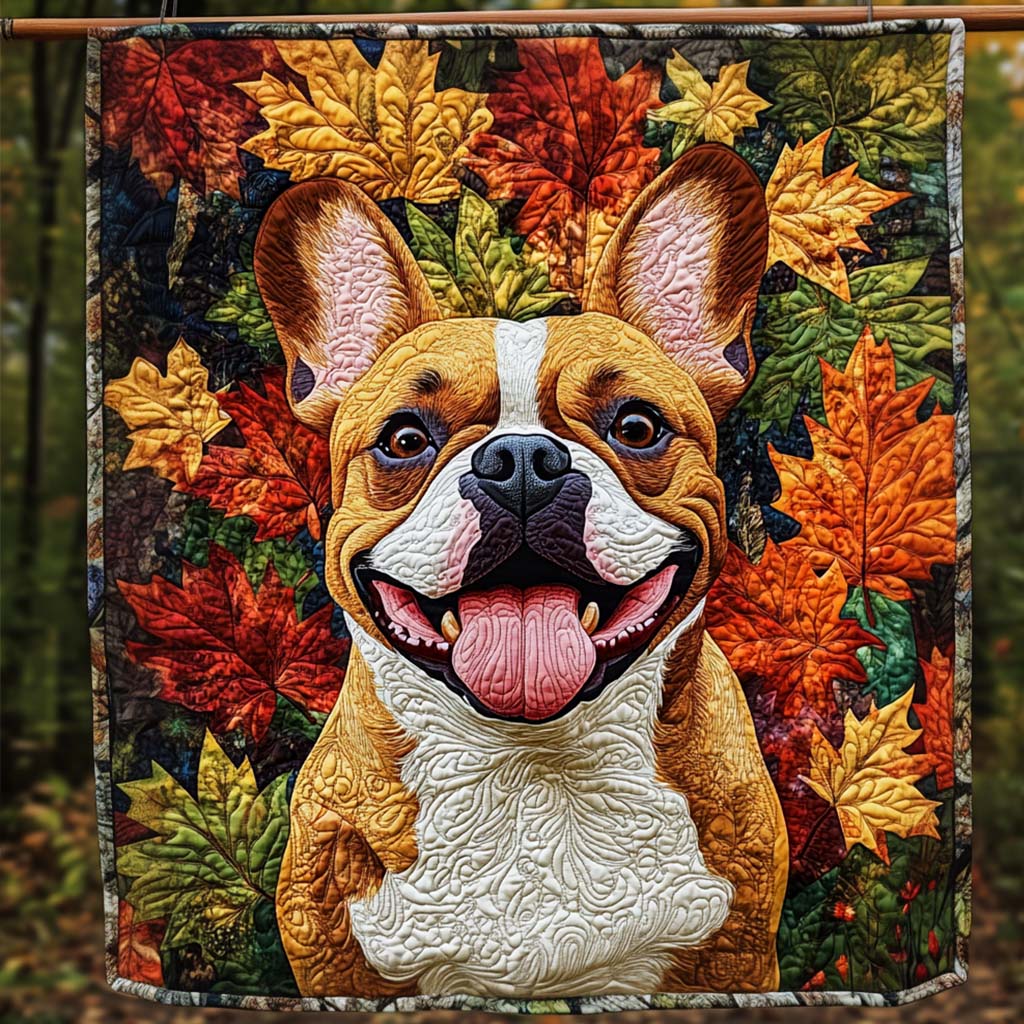 Cozy Frenchie Quilted Blanket - Throw (55" x 60")