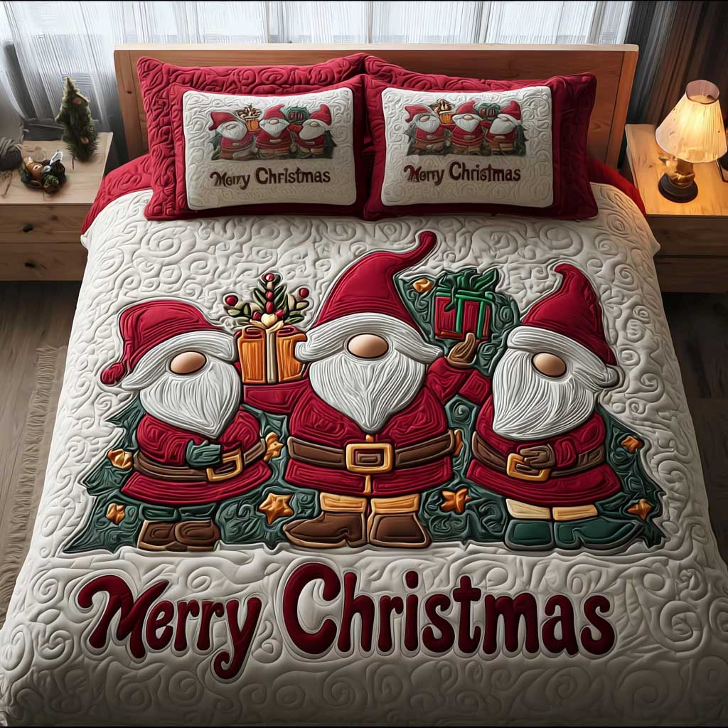 Cozy Gnome Haven 3-Piece Quilted Bedding Set - Single (59" x 70")
