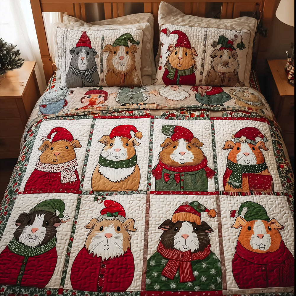 Cozy Guinea Pig 3-Piece Quilted Bedding Set - Single (59" x 70")