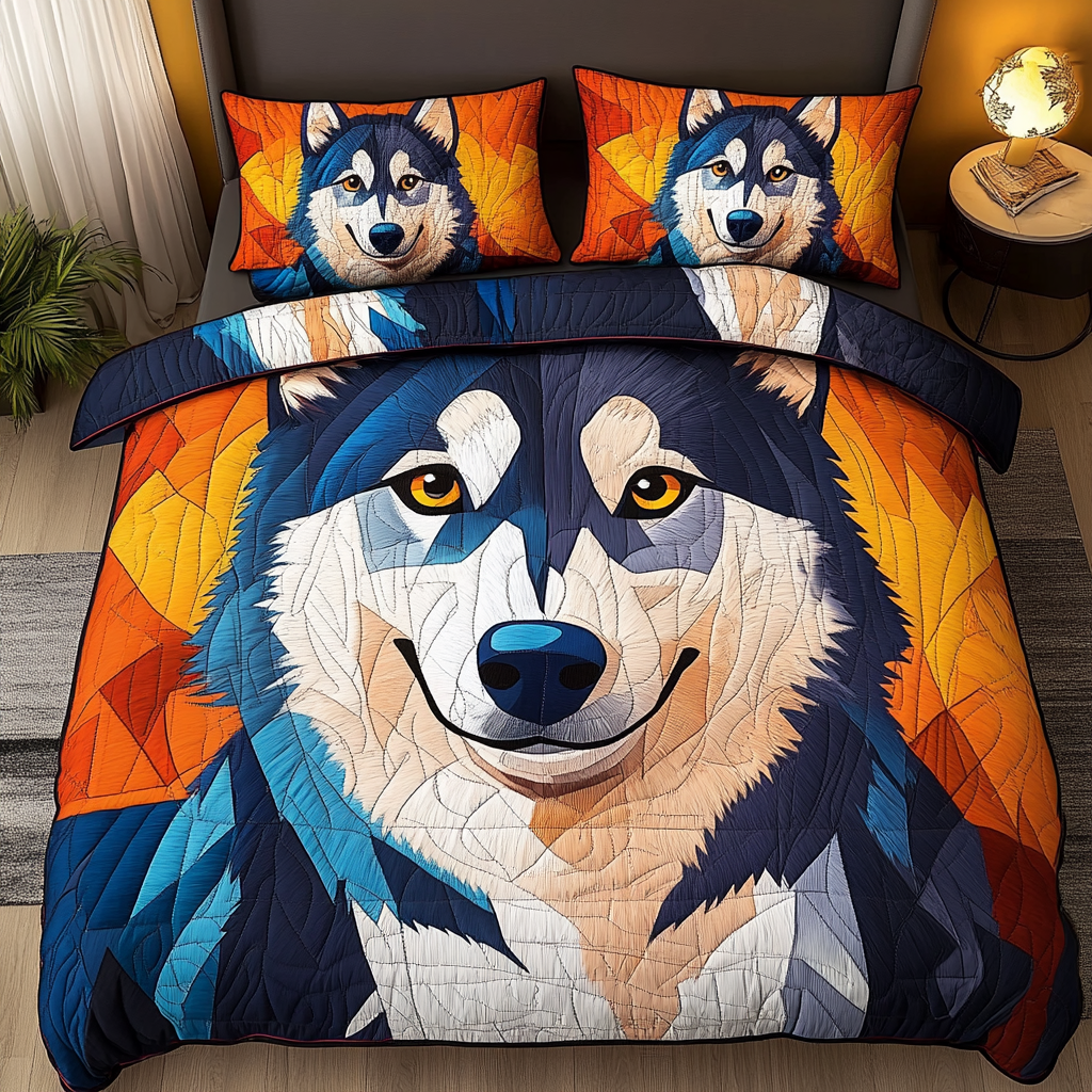 Cozy Husky 3-Piece Quilted Bedding Set - Single (59" x 70")