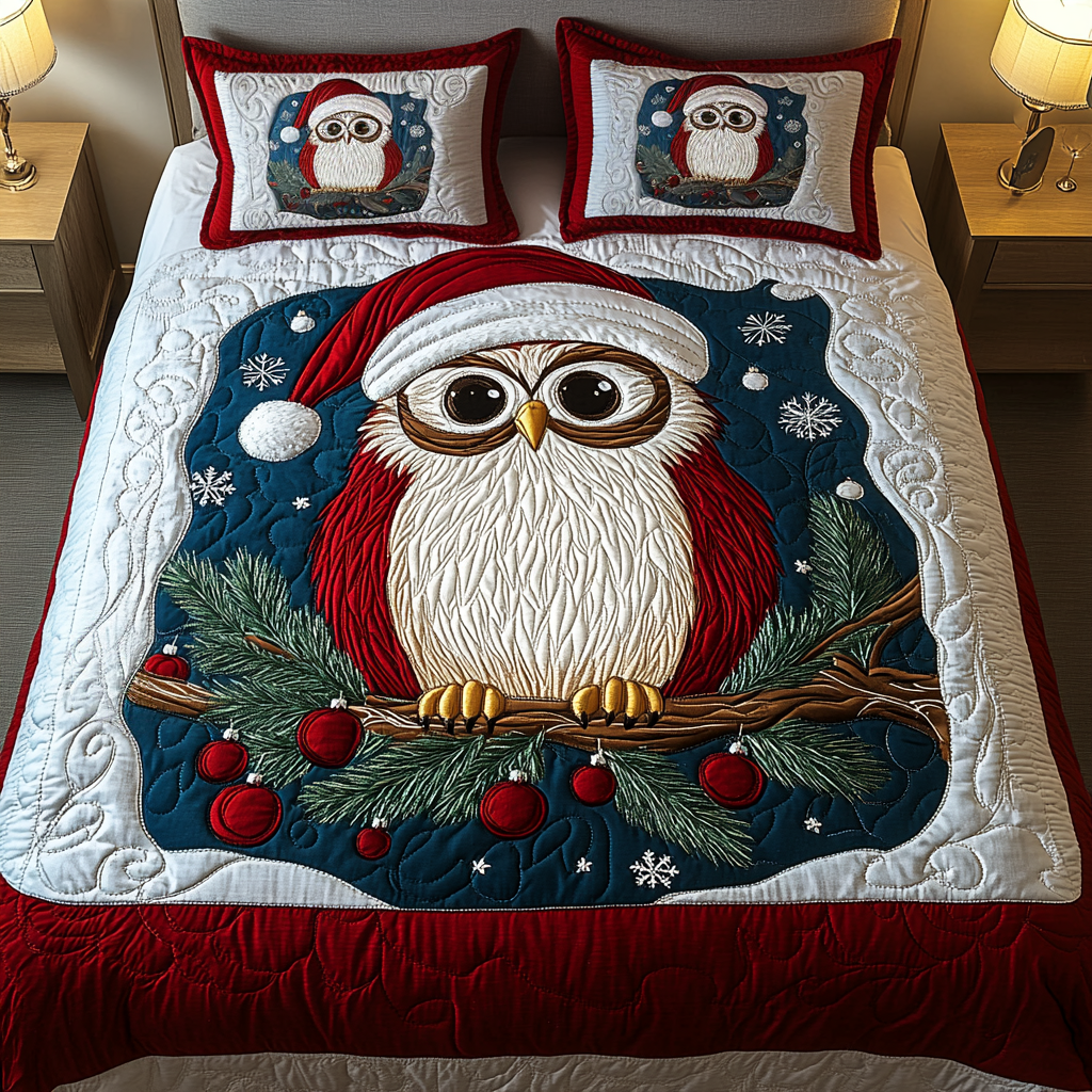 Cozy Owls 3-Piece Quilted Bedding Set - Single (59" x 70")