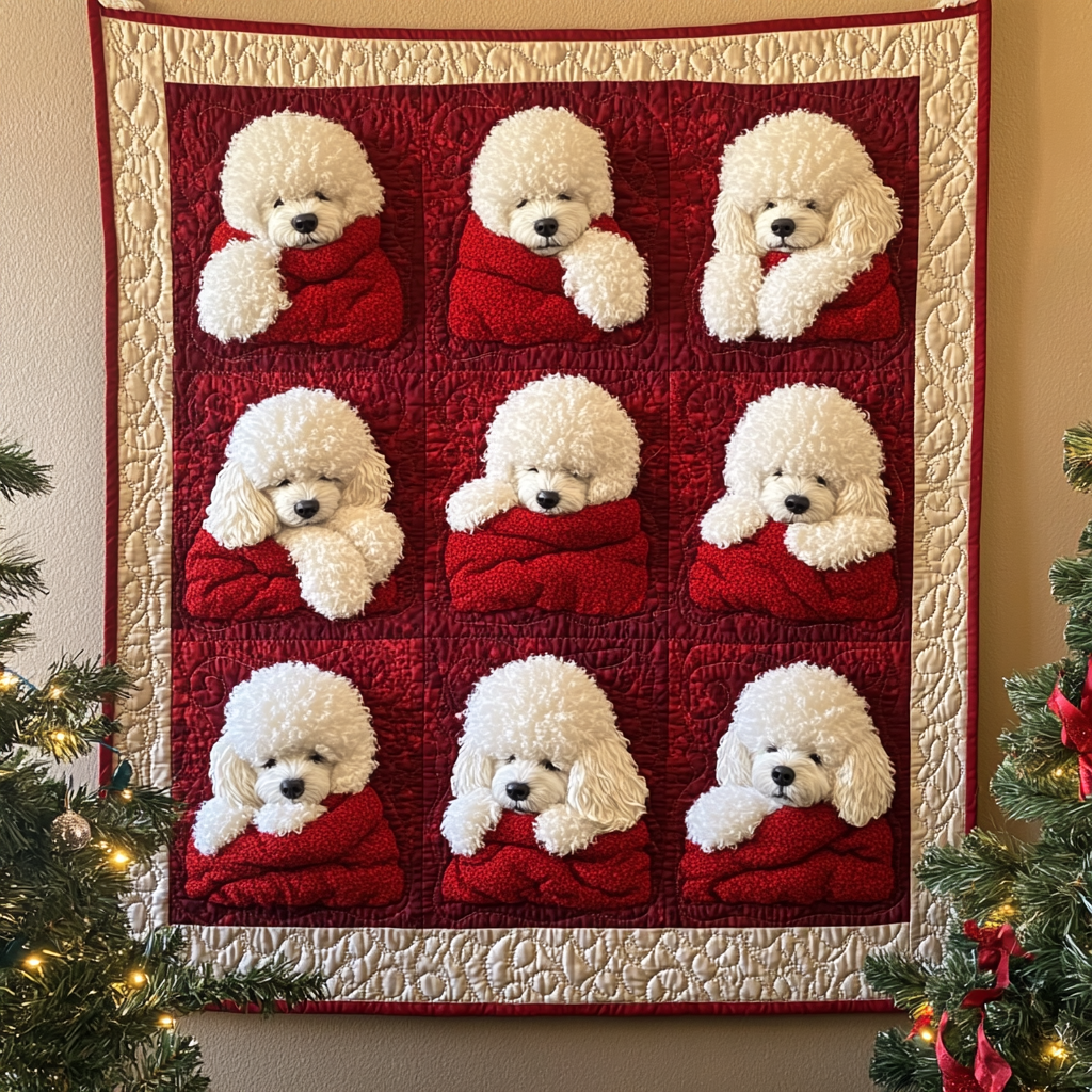 Cozy Poodle Snuggles Quilted Blanket - Throw (55" x 60")