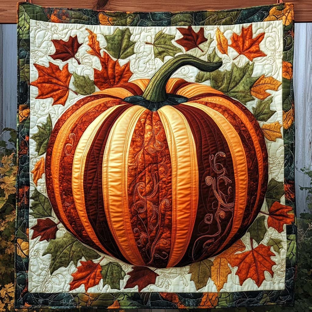 Cozy Pumpkin Quilted Blanket - Throw (55" x 60")