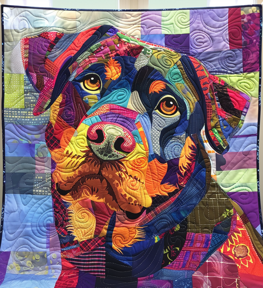 Cozy Rottie Charm Quilted Blanket - Throw (55" x 60")