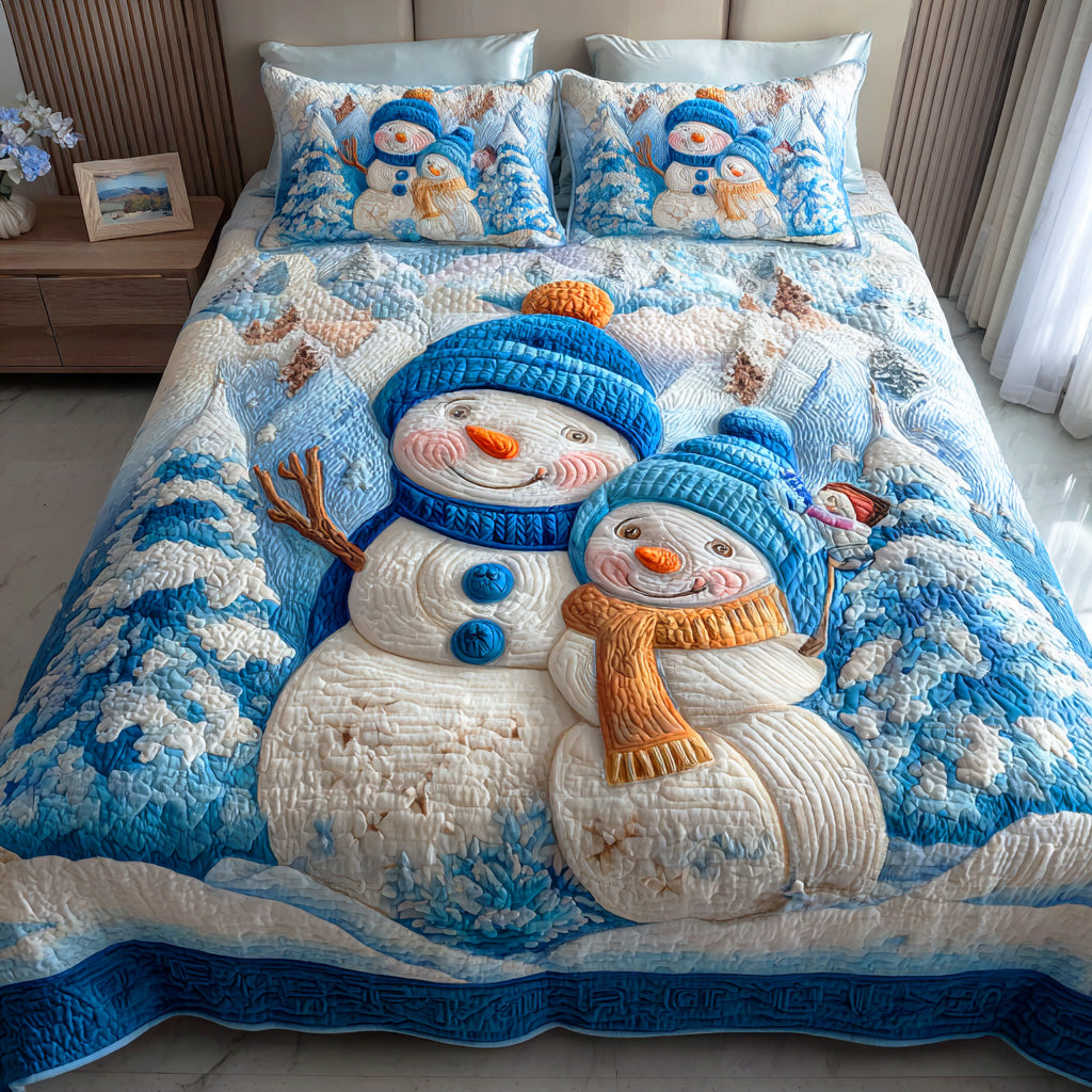 Cozy Snow Harmony 3-Piece Quilted Bedding Set - Single (59" x 70")