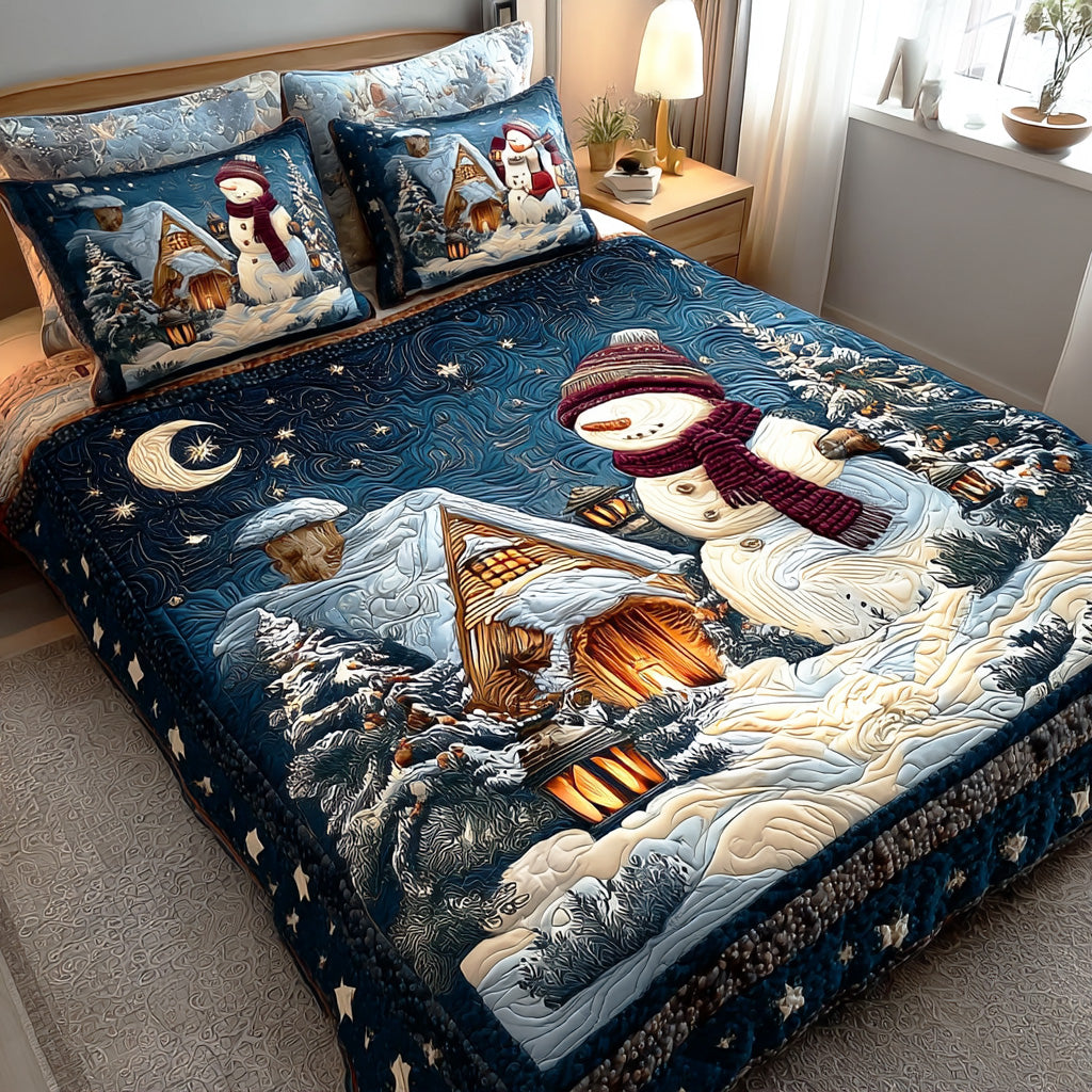 Cozy Snow Village 3-Piece Quilted Bedding Set - Single (59" x 70")