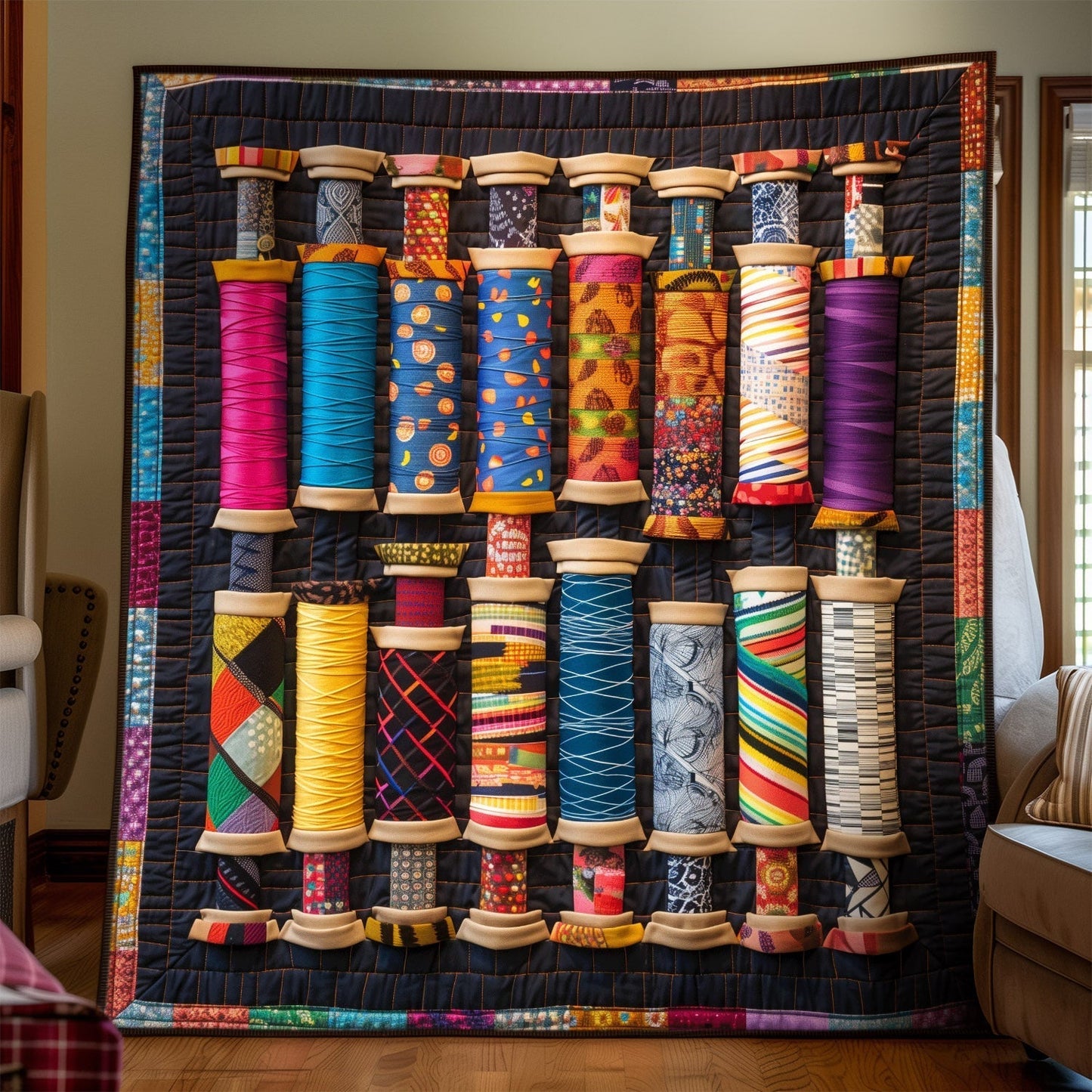 Crafty Spools Quilted Blanket - Throw (55" x 60")