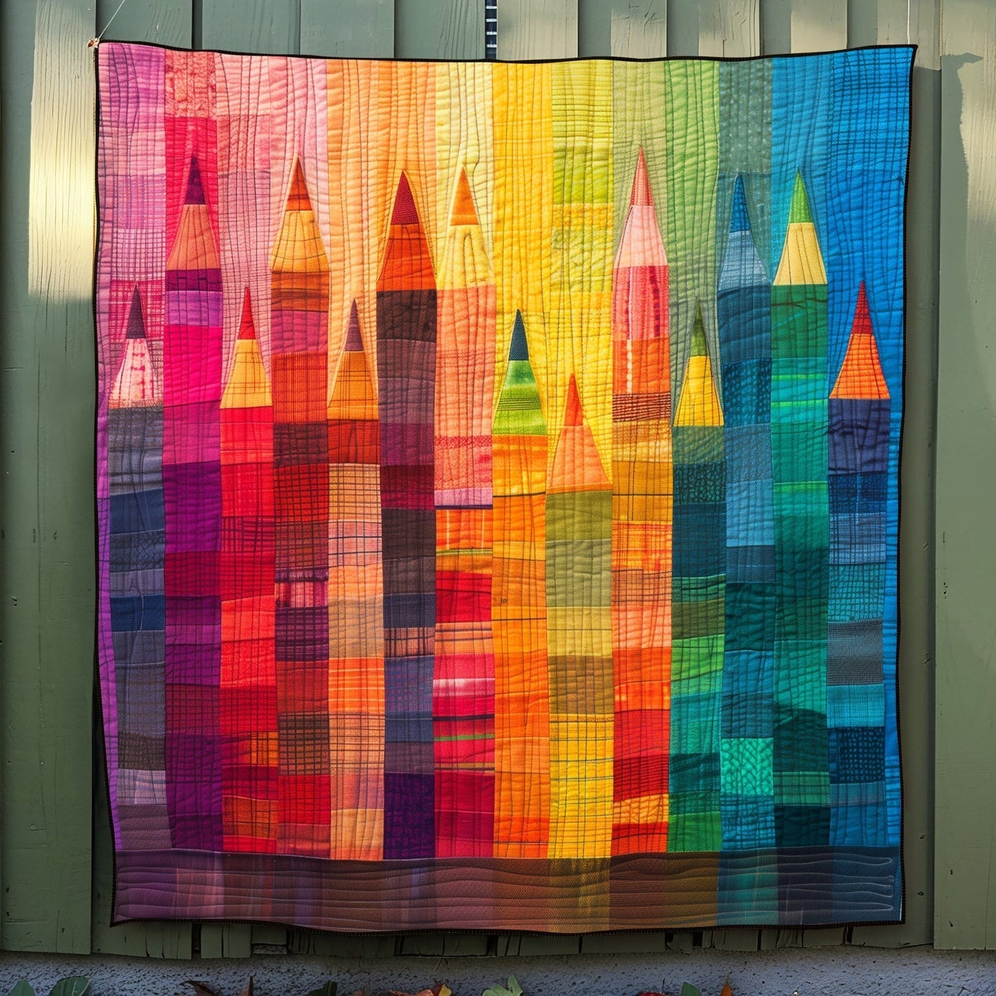 Crayon Kaleidoscope Quilted Blanket - Throw (55" x 60")