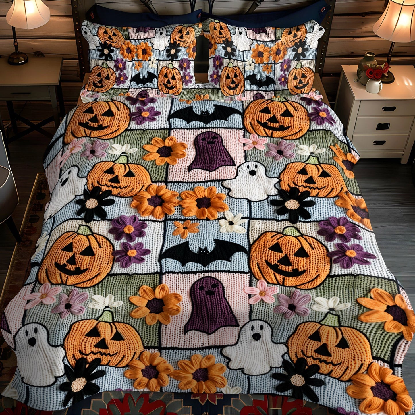 Creepy Corners 3-Piece Quilted Bedding Set - Single (59" x 70")