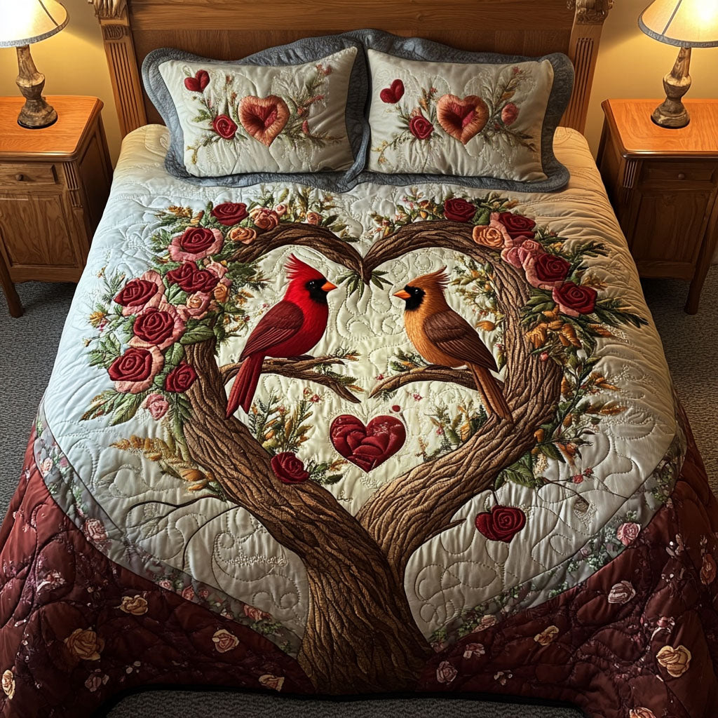 Crimson Bond 3-Piece Quilted Bedding Set - Single (59" x 70")