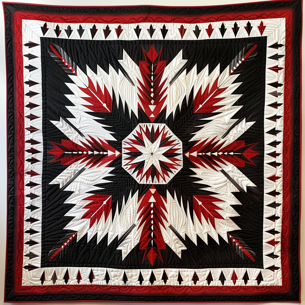 Crimson Feather Quilted Blanket - Throw (55" x 60")