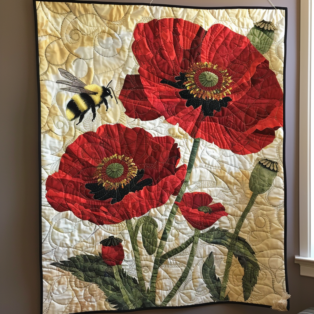 Crimson Serenade Quilted Blanket - Throw (55" x 60")
