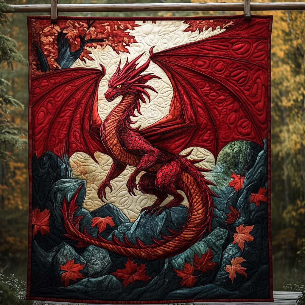 Crimson Blaze Quilted Blanket - Throw (55" x 60")