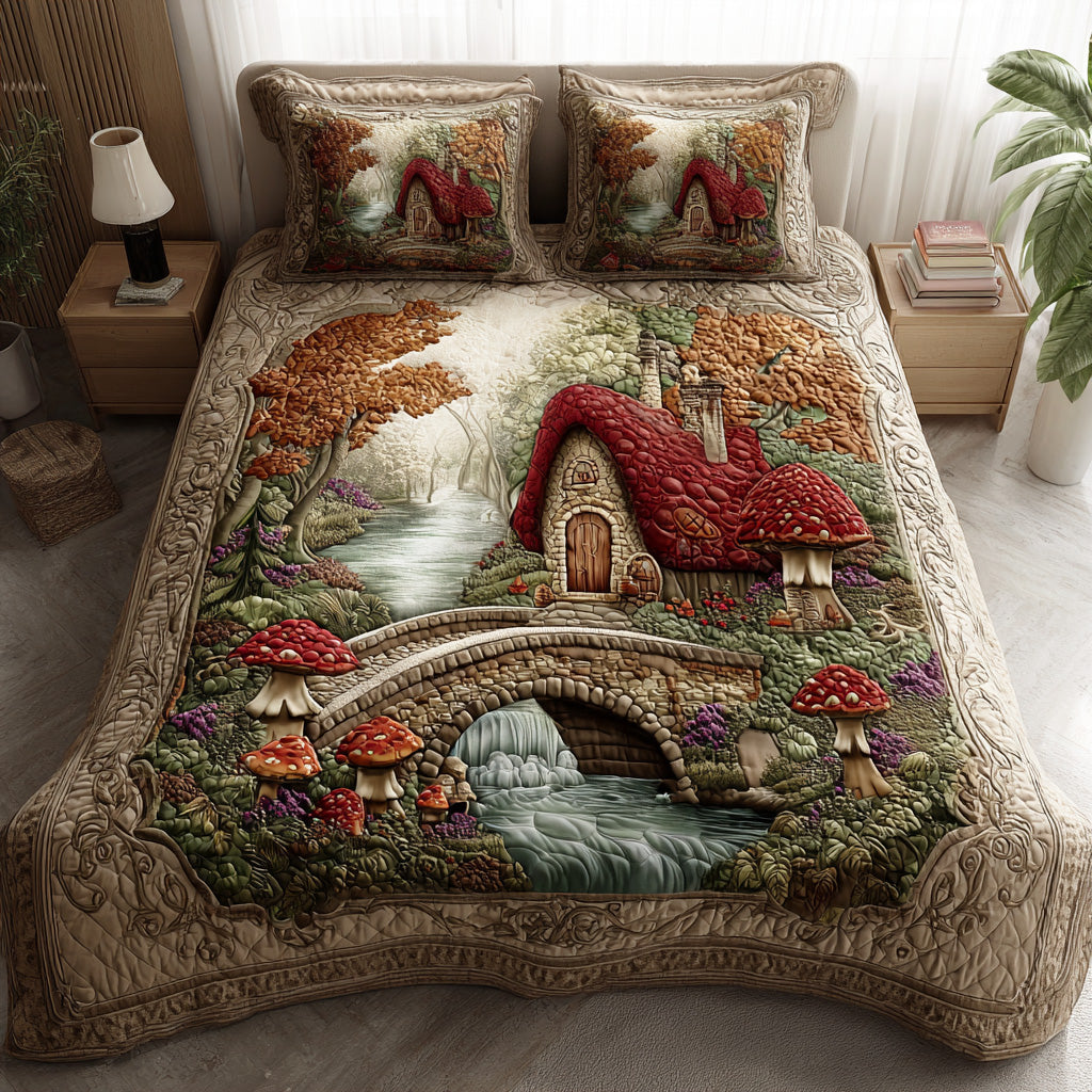Crimson Cap Fantasy 3-Piece Quilted Bedding Set - Single (59" x 70")