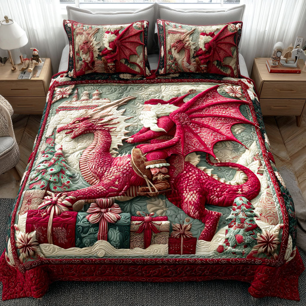 Crimson Ember 3-Piece Quilted Bedding Set - Single (59" x 70")