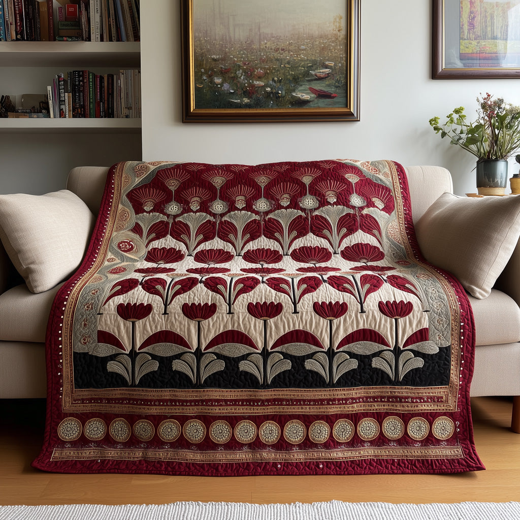Crimson Mughal Quilted Blanket - Baby (30" x 40") - Pack 1