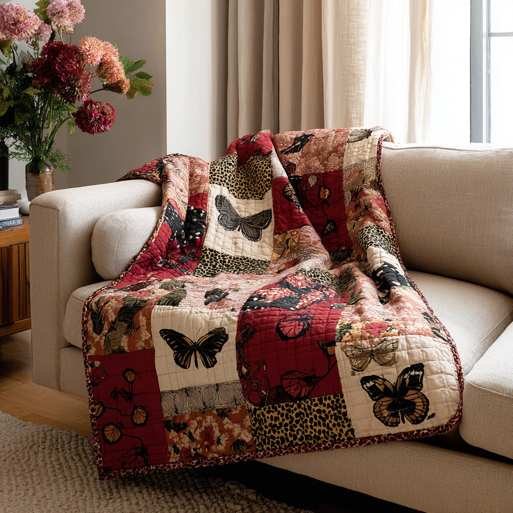 Crimson Night Butterfly Quilted Blanket - Baby (30" x 40") - Pack 1