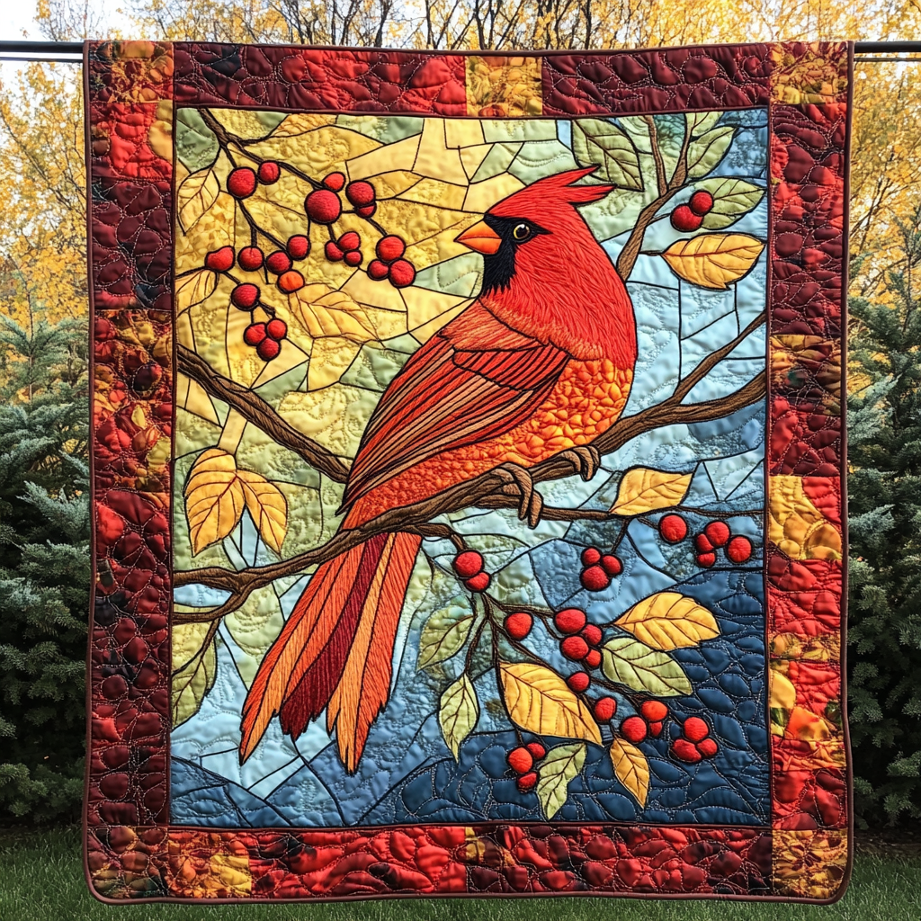 Crimson Serenity Quilted Blanket - Throw (55" x 60")