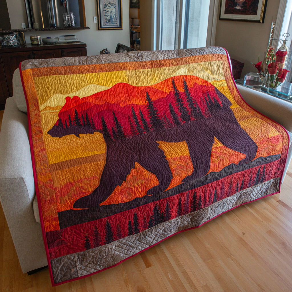 Crimson Sunset Bear Quilted Blanket - Baby (30" x 40") - Pack 1