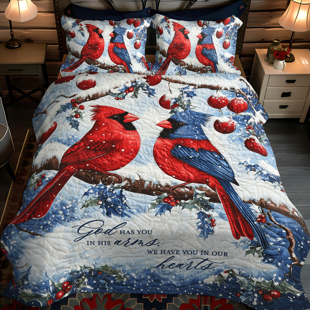 Crimson Wings 3-Piece Quilted Bedding Set - Single (59" x 70")