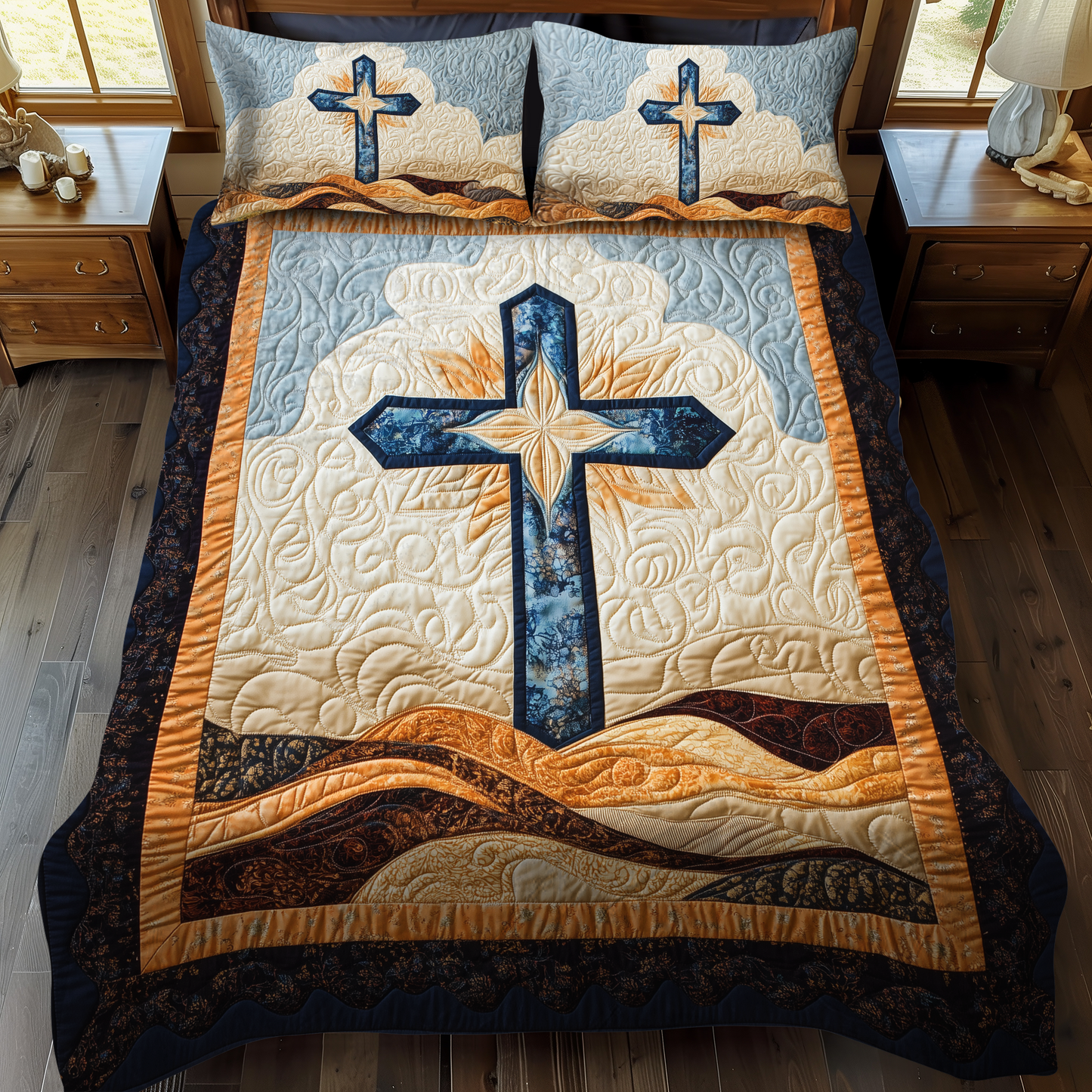 Cross of Hope 3-Piece Quilted Bedding Set - Single (59" x 70")