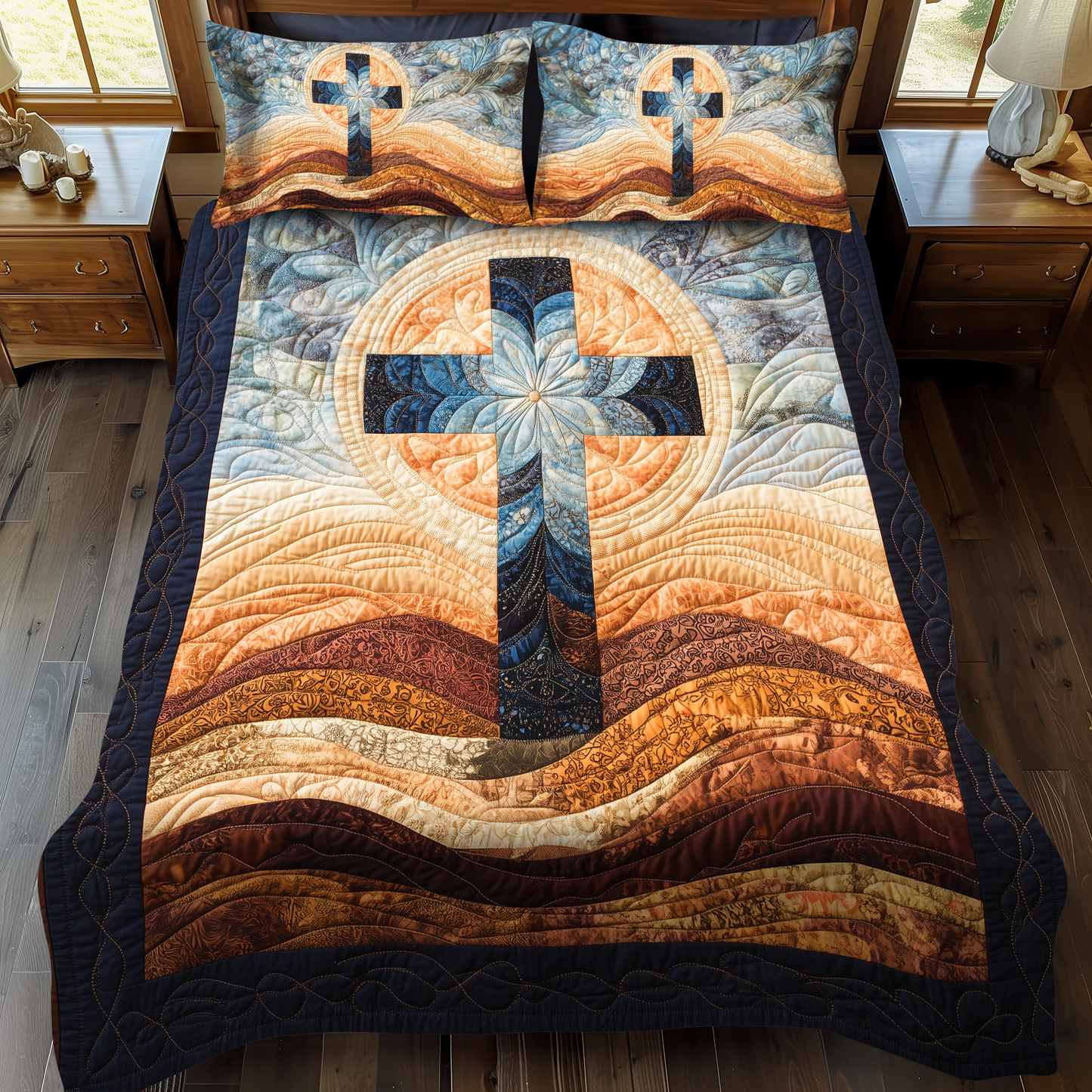 Cross of Light 3-Piece Quilted Bedding Set - Single (59" x 70")