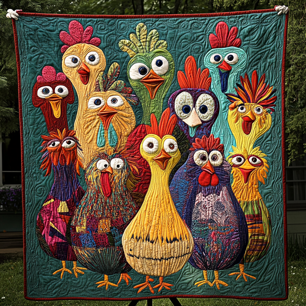 Crowing Colors Quilted Blanket - Throw (55" x 60")