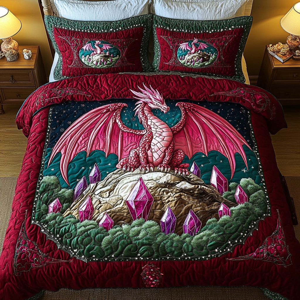 Crystal Dragon 3-Piece Quilted Bedding Set - Single (59" x 70")