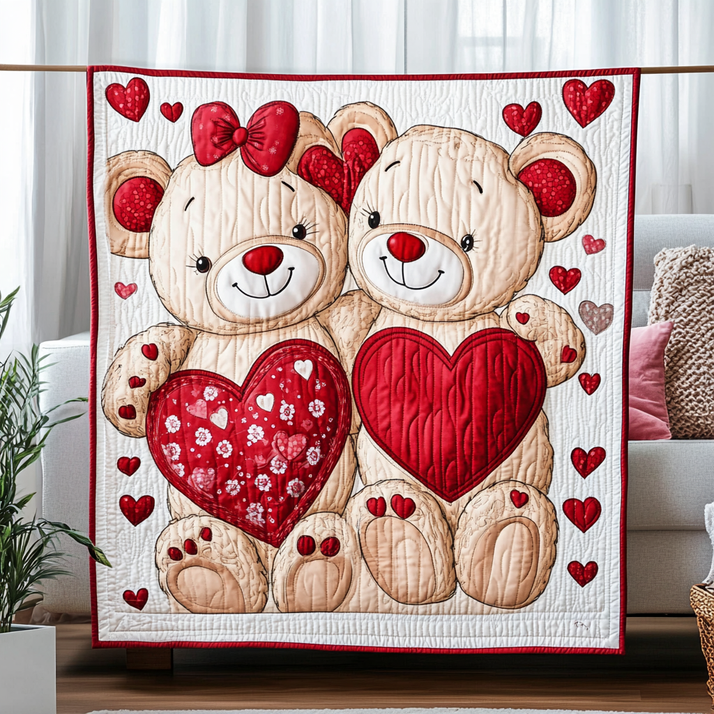 Cuddly Couple Quilted Blanket - Throw (55" x 60")
