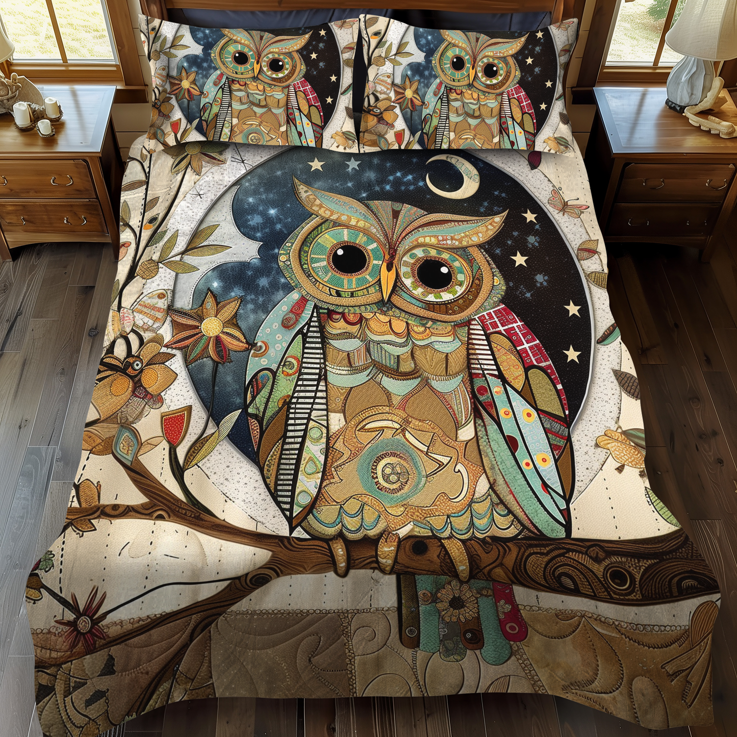 Cuddly Owl 3-Piece Quilted Bedding Set - Single (59" x 70")