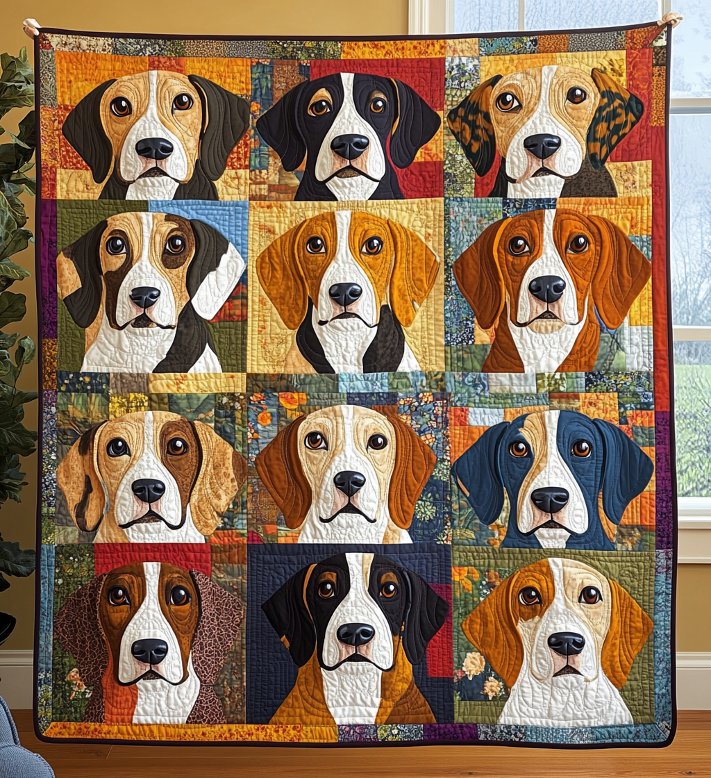 Cuddly Beagle Quilted Blanket - Throw (55" x 60")
