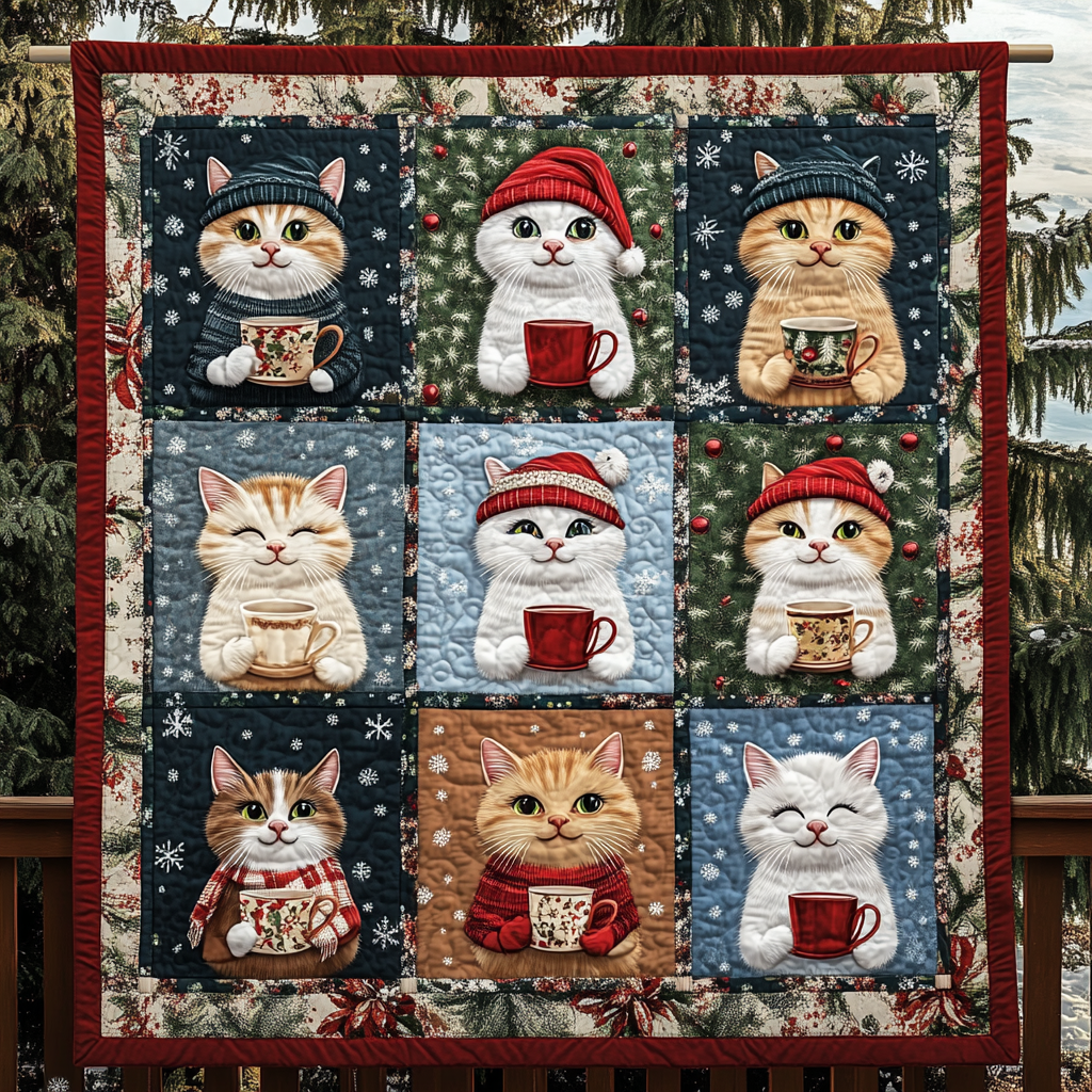 Cuddly Cats Quilted Blanket - Throw (55" x 60")