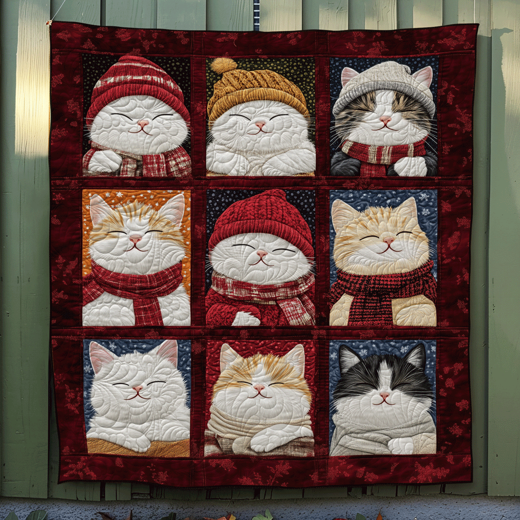 Cuddly Cats Quilted Blanket - Throw (55" x 60")
