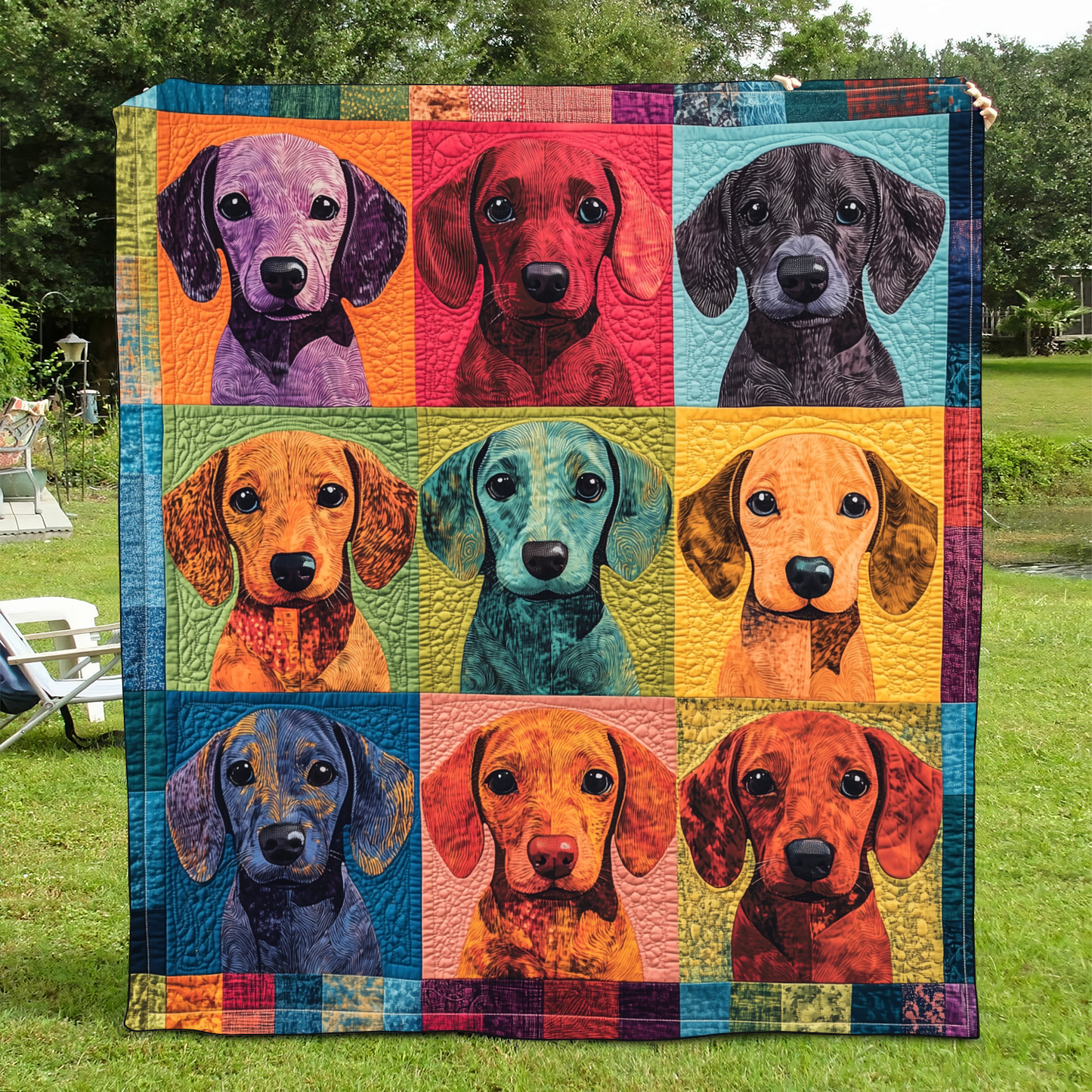 Cuddly Dachshund Quilted Blanket - Throw (55" x 60")