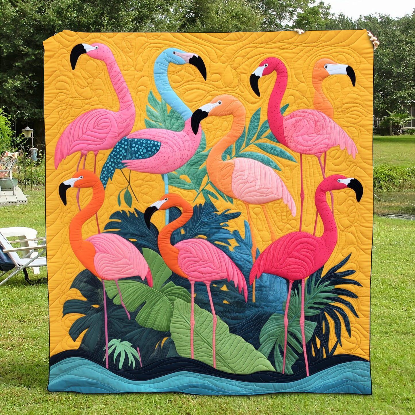Cuddly Flamingo Quilted Blanket - Throw (55" x 60")