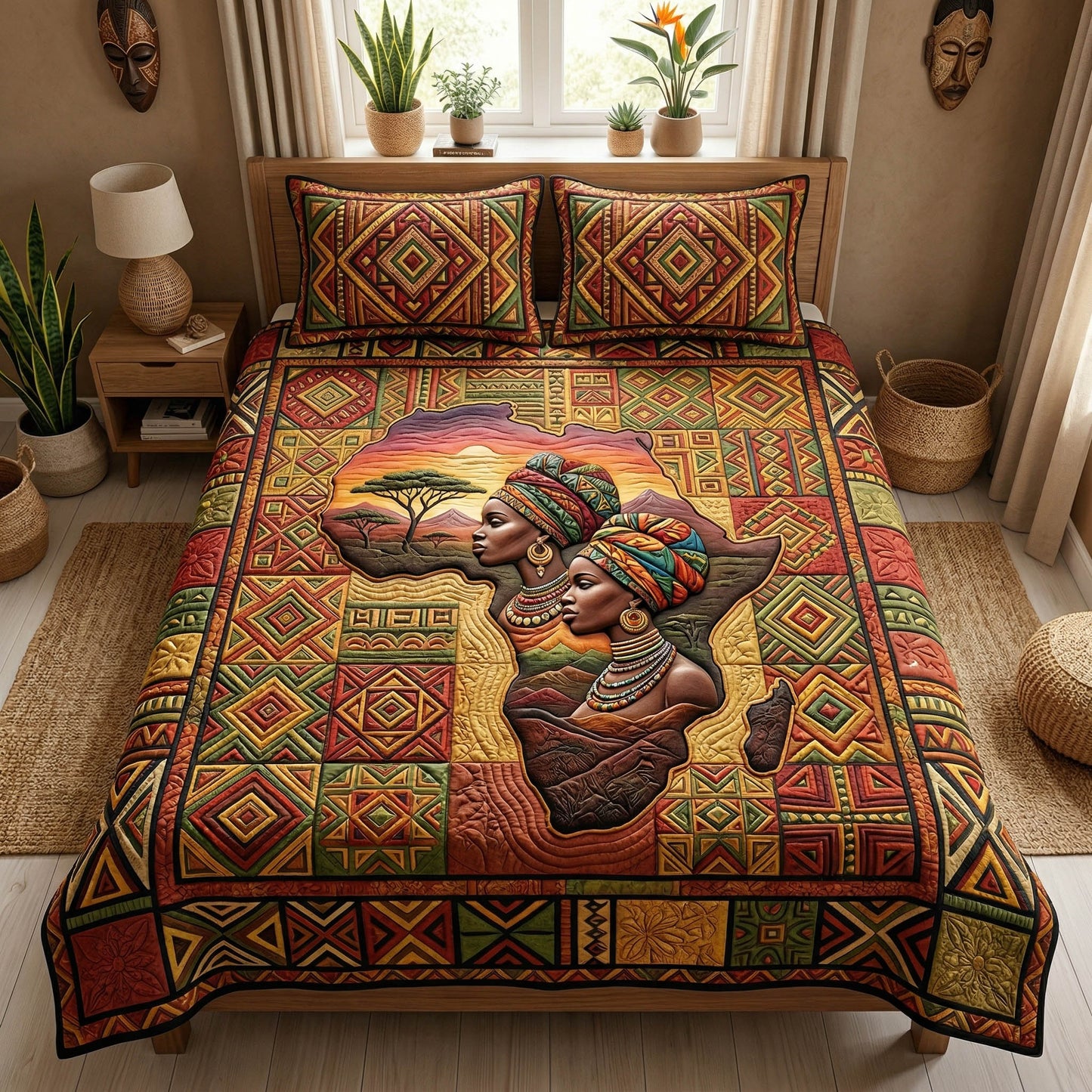 Cultural Roots 3-Piece Quilted Bedding Set - Single (59" x 70")