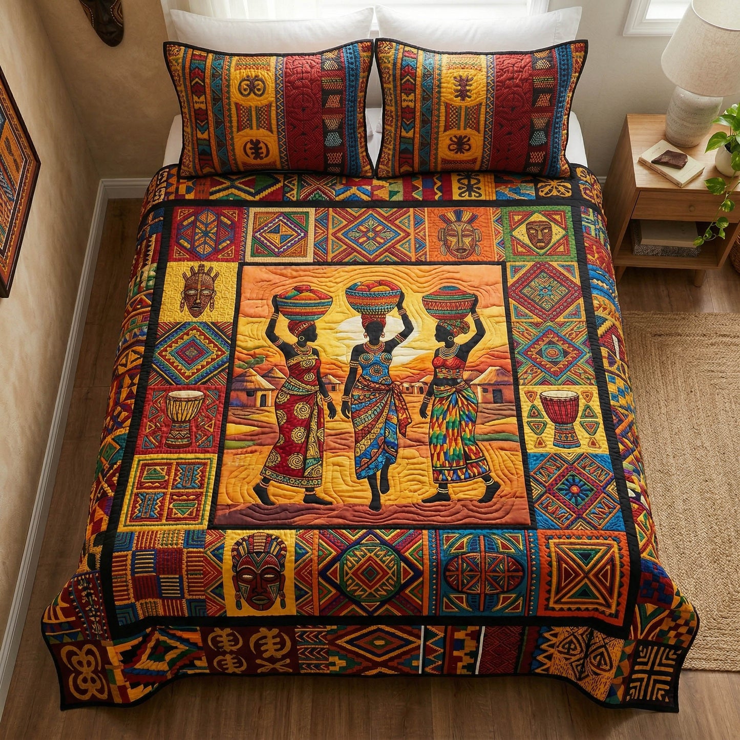 Cultural Roots 3-Piece Quilted Bedding Set - Single (59" x 70")