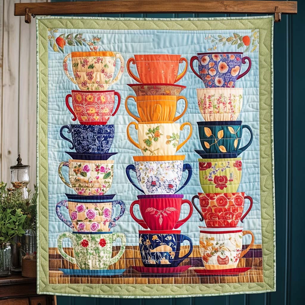 Cup Tower Quilted Blanket - Throw (55" x 60")