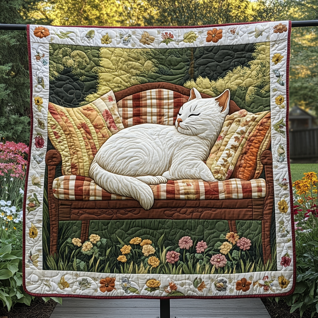 Curious Cat Chronicles Quilted Blanket - Throw (55" x 60")