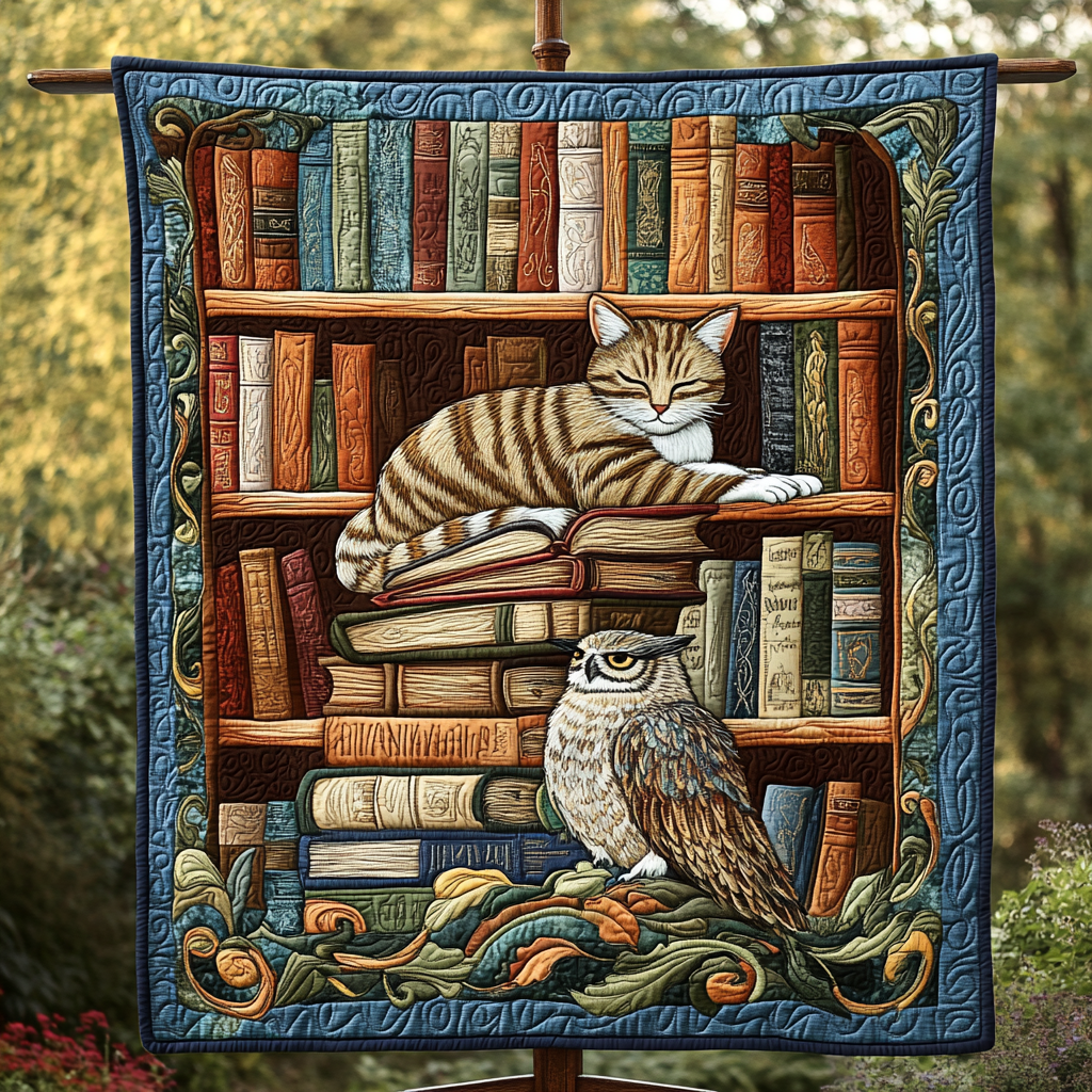 Curious Cat Tales Quilted Blanket - Throw (55" x 60")