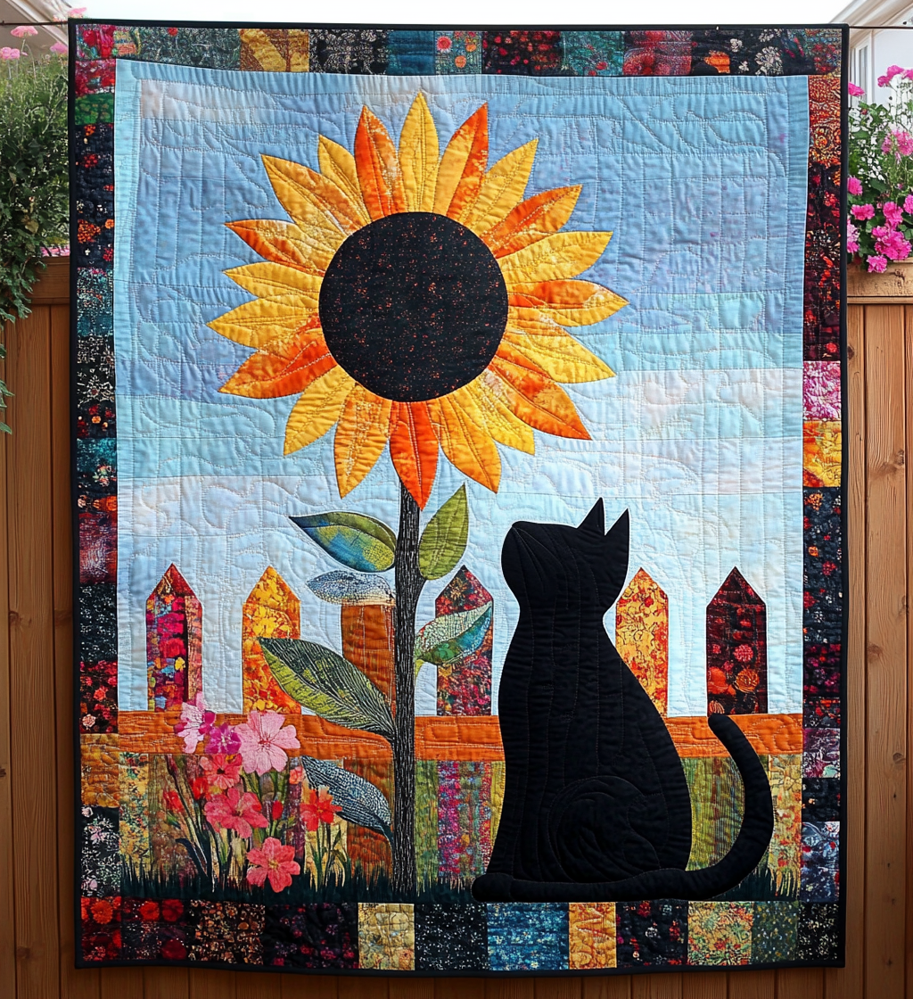 Curious Cats Quilted Blanket - Throw (55" x 60")
