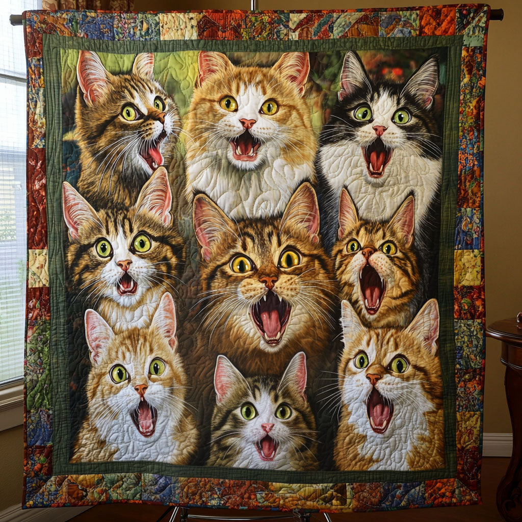 Curious Whiskers Quilted Blanket - Throw (55" x 60")