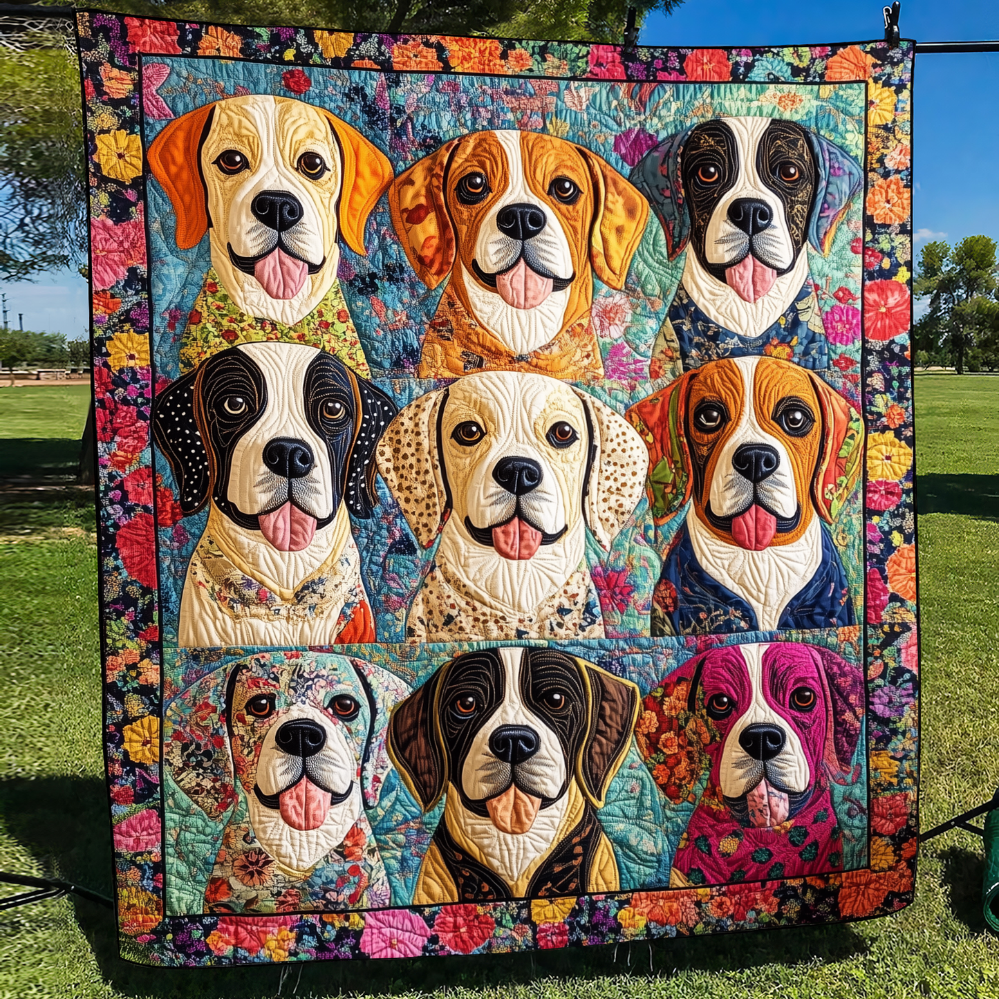 Cute Beagles Quilted Blanket - Throw (55" x 60")