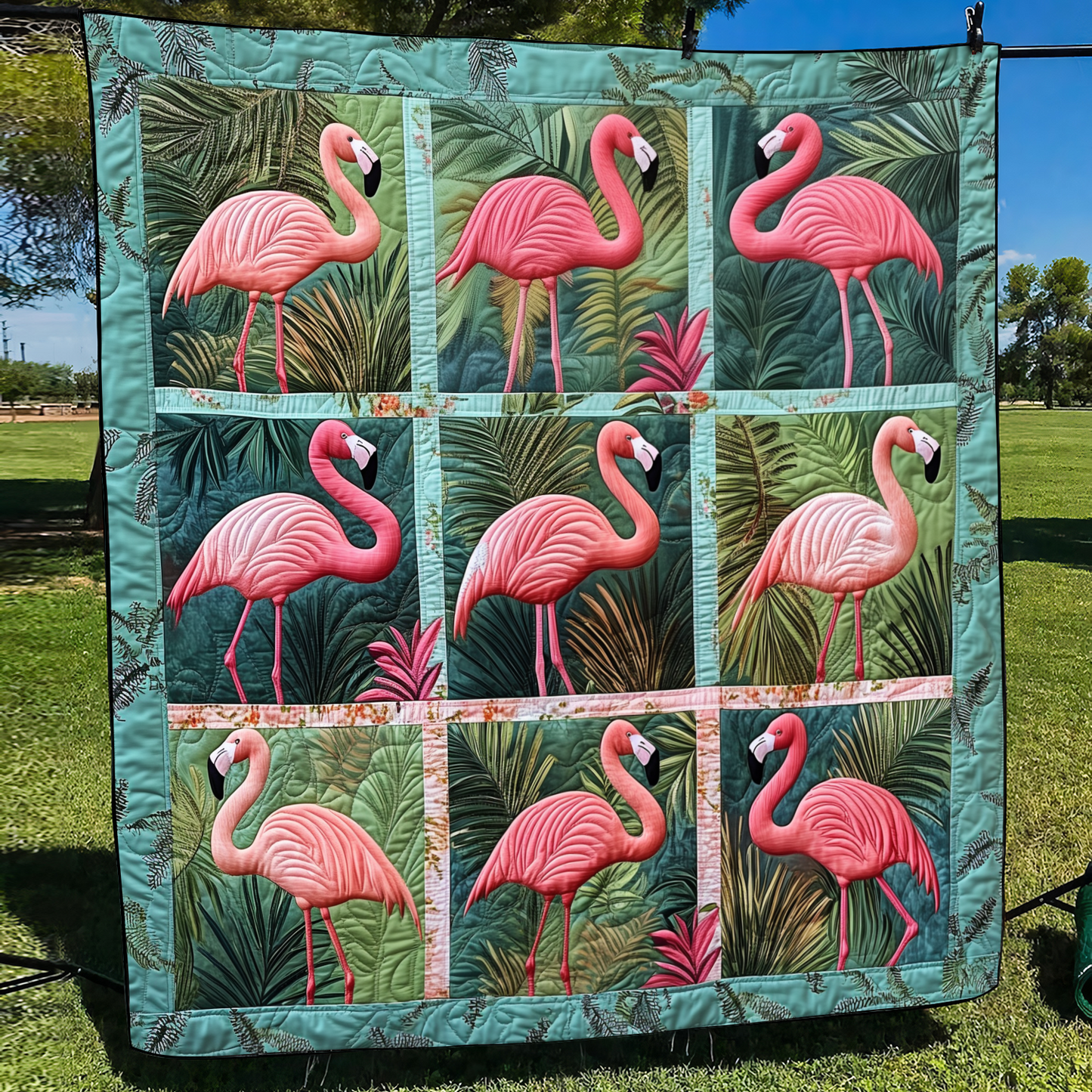 Cute Flamingo Quilted Blanket - Throw (55" x 60")