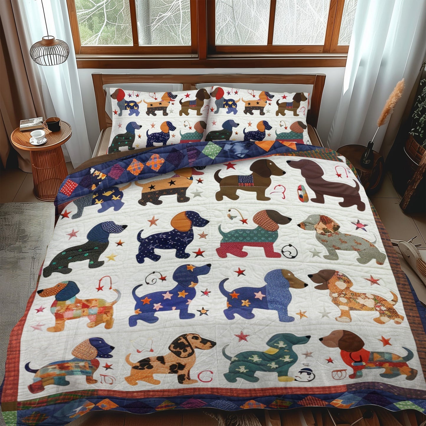 Dachshund Dreams 3-Piece Quilted Bedding Set - Single (59" x 70")