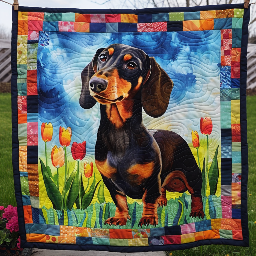 Dachshund Haven Quilted Blanket - Throw (55" x 60")